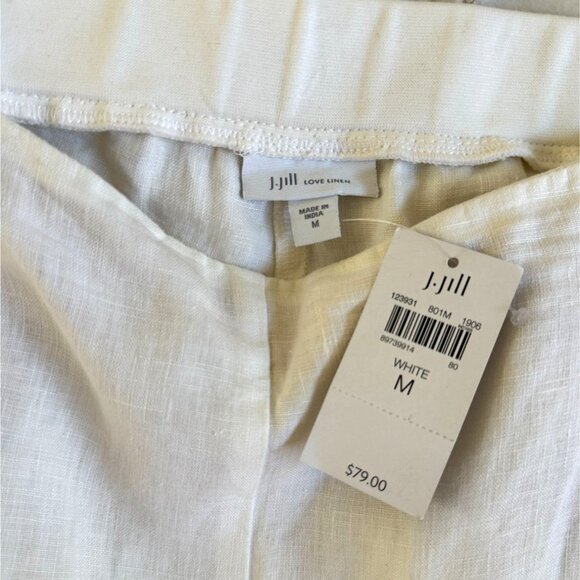 J. Jill Womens Love Linen Pants Size M Off White Ankle Beachy Summer Minimalist - Picture 10 of 11